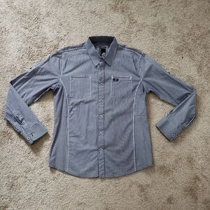Mens Slim Fit Casual Button Shirt Stretch Gray M